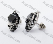 Stainless Steel Black Stone Skull Biker Ear Stud KJE500057