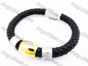 Stainless Steel Leather Bracelet KJB510002