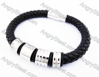 Stainless Steel Leather Bracelet KJB510004