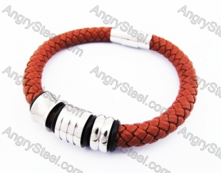 Stainless Steel Leather Bracelet KJB510013