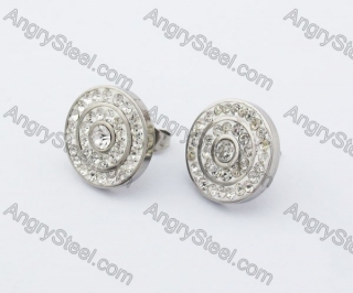 Stainless Steel Overlay Stones Ear Stud KJE320104