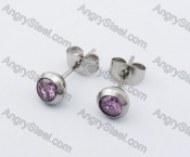 Stainless Steel Purple Stone Ear Stud KJE320105