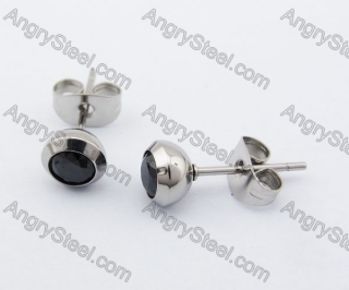 Stainless Steel Black Stone Ear Stud KJE320107