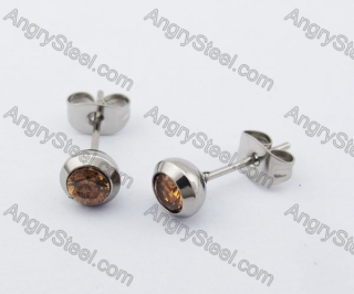 Stainless Steel Stone Dark Yellow Ear Stud KJE320109