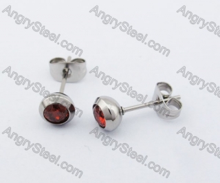 Stainless Steel Red Stone Ear Stud KJE320111