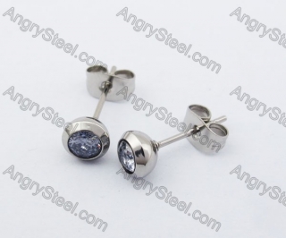 Stainless Steel Light Blue Stone Ear Stud KJE320112