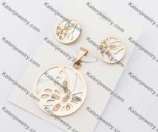 Steel Butterfly Earrings & Pendant Jewelry Set KJS050076