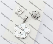 Steel Bear Earrings & Pendant Jewelry Set KJS050080