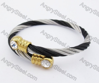 Stainless Steel Half Black Wire Bangle KJB4500097