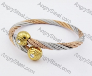 Stainless Steel Half Rose Gold Wire Bangle KJB4500100