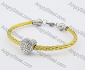 Gold Stainless Steel Wire Heart Bangle KJB4500122