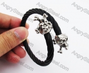 Stainless Steel Death Head Skull Black Wire Bangle KJB4500129