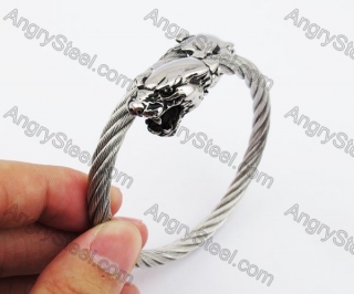 Stainless Steel Leopard Head Wire Bangle KJB4500140