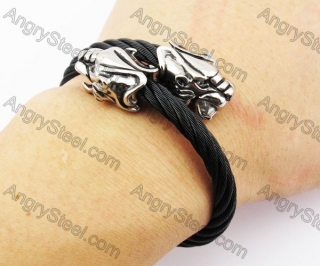 Stainless Steel Tiger Clasp Black Wire Bangle KJB4500142