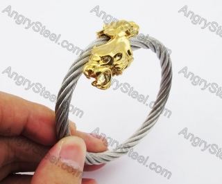 Stainless Steel Gold Tiger Clasp Wire Bangle KJB4500145