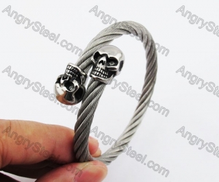 Stainless Steel Skull Clasp Wire Bangle KJB4500147