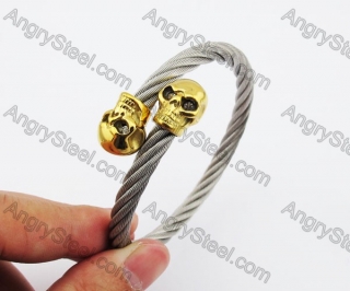 Stainless Steel Gold Skull Wire Bangle KJB4500148