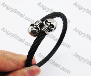 Black Stainless Steel Skull Wire Bangle KJB4500149