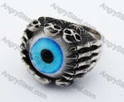 Stainless Steel Blue Eye of Satan Skull Ring KJR370259