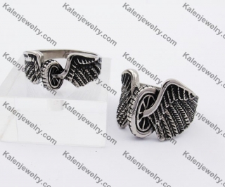 Couple Stainless Steel Motorcycle Tires with Wings Ring for Biker KJR4500003