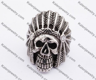 Stainless Steel Indian Chief Skull Ring KJR550001-1