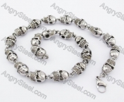 12mm Wide Stainless Steel Skull Necklace KJN170033