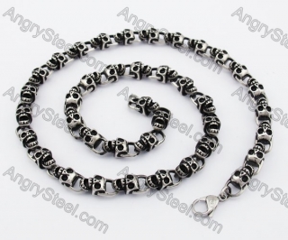 7.5mm Wide Stainless Steel Skull Necklace KJN170036