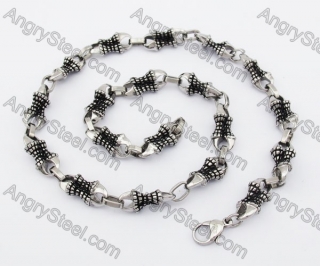 10mm Wide Stainless Steel Skull Necklace KJN170040