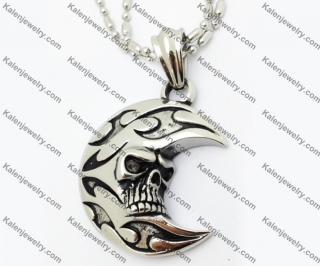 Stainless Steel Skull Moon Pendant KJP550002