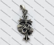 Stainless Steel Skull Cross Pendant KJP550012