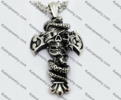 Stainless Steel Snake & Skull Pendant KJP550018