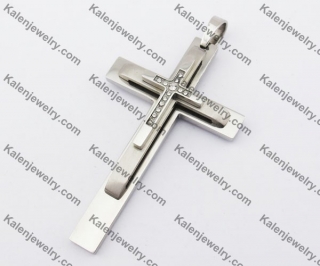 3 layers Stainless Steel Cross Pendant KJP190104