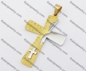 Half Gold Stainless Steel Cross Pendant KJP190105