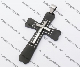 Black Plated Stainless Steel Cross Pendant KJP190114