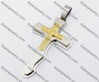 Two-tone Stainless Steel Cross Pendant KJP190116