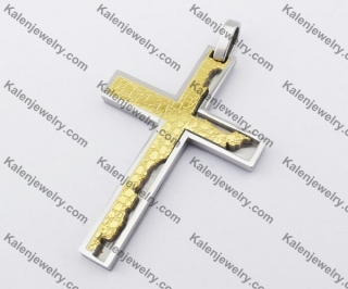 Gold Plating Stainless Steel Cross Pendant KJP190137