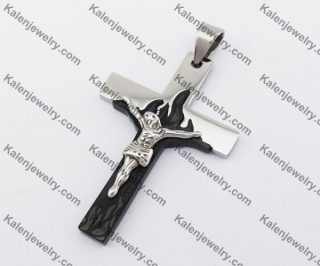 Black Stainless Steel Jesus Cross Pendant KJP190141