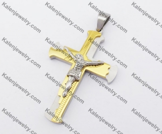 Gold Plating Stainless Steel Jesus Cross Pendant KJP190145