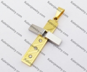 Half Gold Stainless Steel Cross Pendant KJP190167