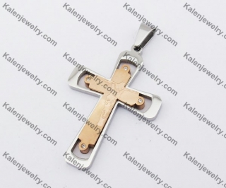 Rose Gold Stainless Steel Cross Pendant KJP190177