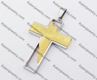 Gold Stainless Steel Cross Pendant KJP190179