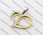 Gold Plating Stainless Steel Rhinestones Heart Pendant KJP190321