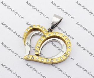 Gold Plating Stainless Steel Rhinestones Heart Pendant KJP190321