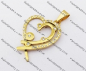 Gold Plating Stainless Steel Inlay Rhinestones Heart Pendant KJP190322