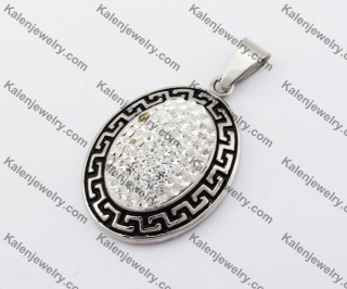 Stainless Steel Overlay Rhinestones Oval-shaped Pendant KJP190328