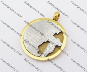 Gold Plating Stainless Steel Round Pendant KJP190337