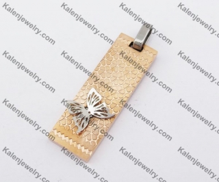 Rose Gold Stainless Steel Butterfly Rectangle Pendant KJP190348