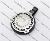 Black Plated Stainless Steel Round Pendant KJP190350