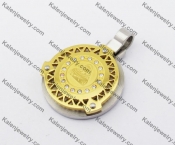 Gold PlatedStainless Steel Round Pendant KJP190351