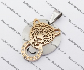 Rose Gold Stainless Steel Leopard Pendant KJP190355